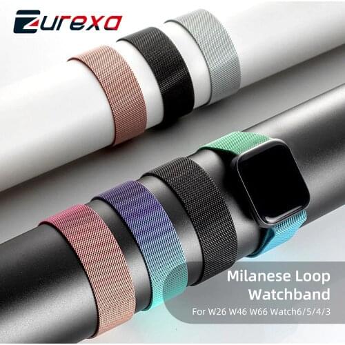 Zurexa Milan Watch Band For Watch 6 5 4 SE 40mm 44mm Women Men Bracelet Strap For W26 W46 W66 HW12 HW22 T500 Steel Wristband