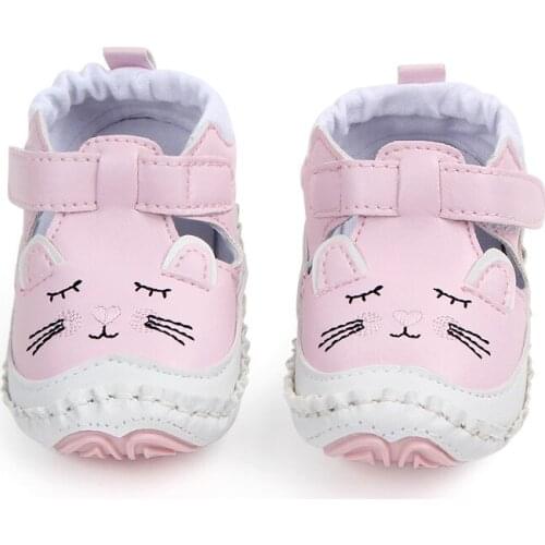 Cartoon cat baby girl shoes anti-skid pu toddler shoes girls newborn infant designer shoes for 0-18M baby moccasins F31