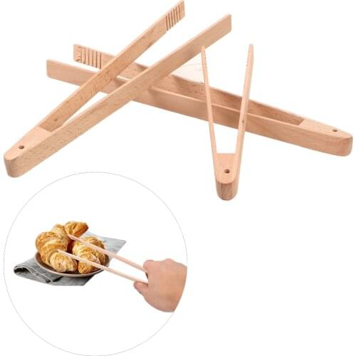HILIFE BBQ Grilling Tong Salad Bread Serving Dessert Sugar Ice Clip Wooden Food Toast Tongs Kitchen Gadgets Cooking Baking Tools