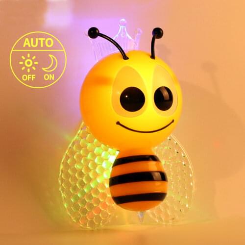 Bee Design Night Light Lamp Light-Controll Wall Nightlight for Baby and Toddlers with EU Plug Bedroom Decoration Lamp