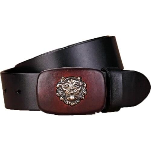 Ta-weo) Unisex Retro Men Genuine Leather Belts, Embossed Alloy Smooth Buckle Women Belt