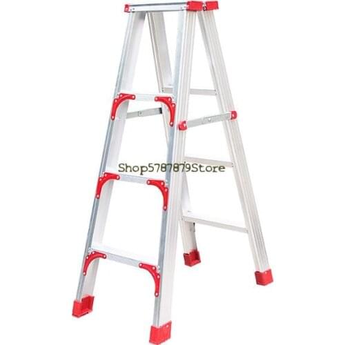 Thickened Aluminum Alloy Ladder Household Folding Herringbone Ladder Project Aluminum Ladder Foot Scaffold Portable Indoor Stair