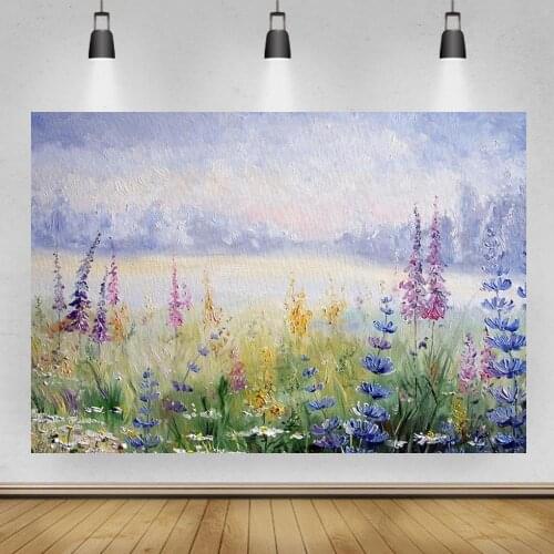 Spring Oil Painting Dinner Table Decoration Backdrops Photography Spring Coming Natural Plants Portrait Photo Backgrounds