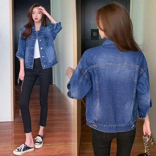 2021Spring Autumn New Denim Jacket Womens Fashion Large Size 5XL Cowboy Coat Female Single-Breasted Jeans Outwear Lady Top L630