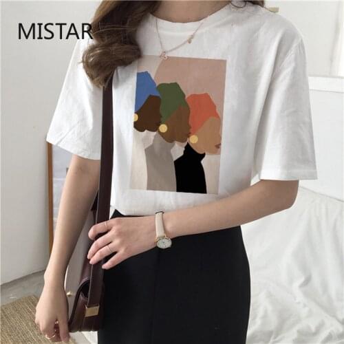 Women vintage t shirt printing new summer cartoon fashion casual white tops graphic tees women Harajuku O-neck T-shirt female