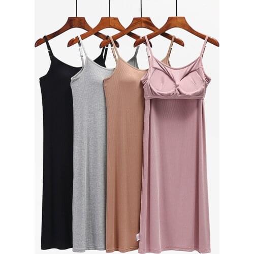 Womens summer vest, suspender, skirt, chest pad, mid-length nightdress, bottoming skirt, can be worn outside, dress, home servi