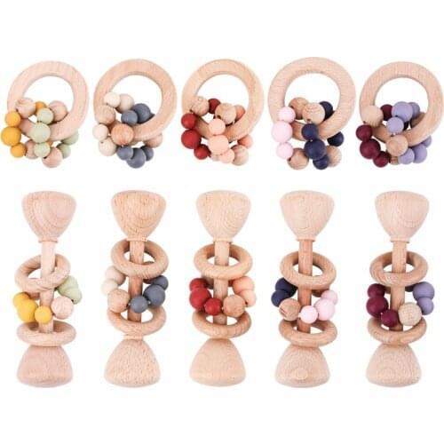 1pc Bracelet Wooden Rattle Teether Baby Toys Teethers For Teeth Baby Teething Chewing Gum Newborn Toys Kids Toys For Toddlers