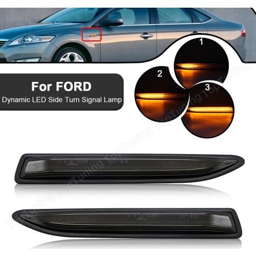 2PCS For Ford Mondeo Mk4 BA7 03.2007-01.2015 Dynamic LED Side Marker Lights Arrow Turn Signal Blinker Lamps