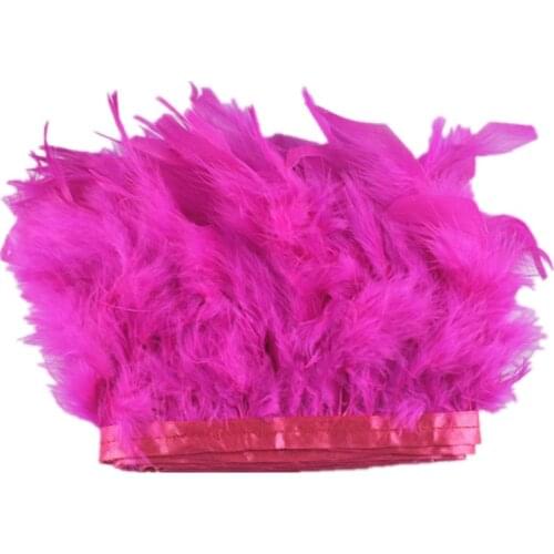 2yards/lot fluffy rose red Turkey feather ribbon fringe trims 10-15cm diy decor Pheasant feathers for crafts skirt dress plumes
