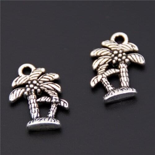 30pcs Silver Color Coconut Tree Charms Hawaii Beach Jewelry Findings DIY Acceaaories A2439