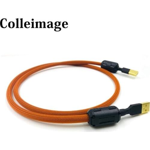 Colleimage Hifi 4 cores Single Crystal Copperr USB Cable DAC A-B Digital USB 2.0 Type A to B Male Audio Cable(Orange)