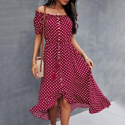 40# Chiffon Off-shoulder Sexy Dresses Women Casual Floral Printing Short Sleeve Button Loose Dress Vestidos Longos De Verao