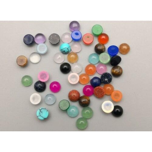 50Pcs/lot assorted natural stone round mixed charm 4mm cabochon beads for jewelry fashion Ring accessories no hole