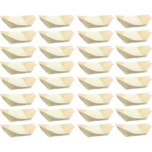 50Pcs Disposable Sushi Wood Boat Premium Sushi Boat Food Snacks Serving Bowls Salad Dessert Pine Boat Plate