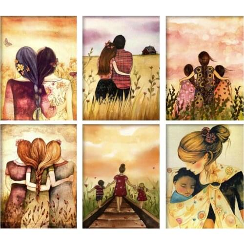 5d Full Diamond Embroidery Cartoon Girl Diamond Painting Cross Stitch Monther Lover Friendship Sister Diamond Mosaic Room Art