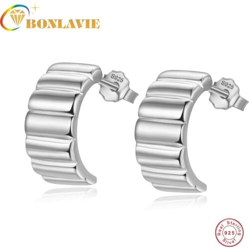 925 Silver 6*14.5mm Regular Half Stud Earring Platinum Golden Ear Studs for Wedding Gift AAA Quality