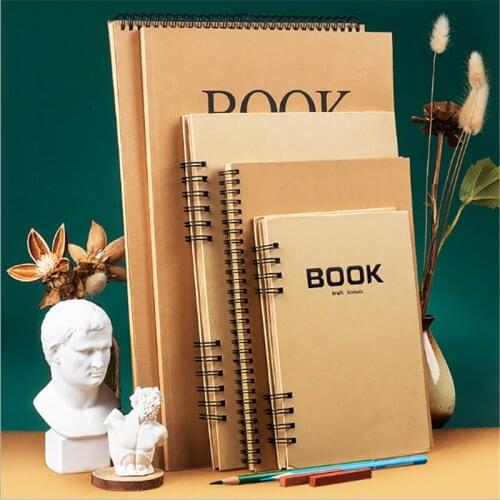 Kraft Sketchbook Diary for Drawing Painting Graffiti Soft Hard Cover Sketch Book Memo Pad Notebook Office School Supplies Gift