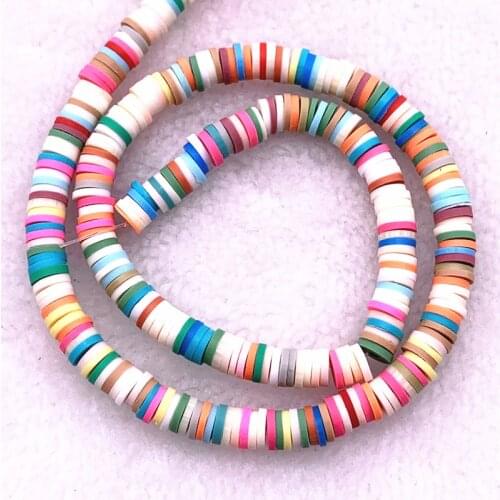 6mm Colour Flat Round Handmade Polymer Clay Beads Spacers Loose Disc Beads for Jewelry Making Findings DIY Accessories #13