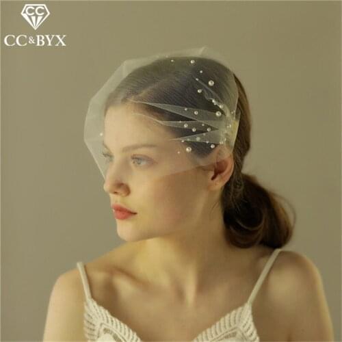 CC Bridal Wedding Short Veil Yarn Soft Pearl With Combs Hair Accessories Hairwear Elegant Brides Engagement Pageant Jewelry V606