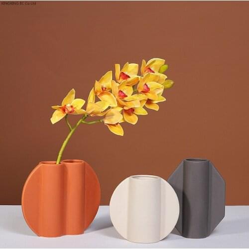 Matte Texture Ceramic Vase Decoration Abstract Shape Dried Flower Flower Arrangement Living Room Countertop Vase Decoration