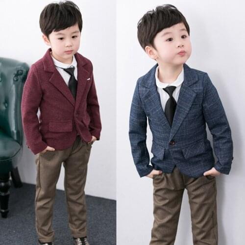 Baby Kids Small Suit Coat Spring & Autumn 2019 Little Boys Long Sleeve Handsome Full Dress Jacket Childrens Formal Attire P167