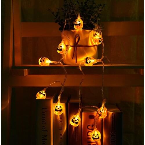 20LED Halloween Pumpkin String Lights Lamp DIY Hanging Horror Halloween Decoration For Home Party Supplies 2M Warm White Lights