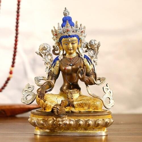 GOOD quality Gilding Buddha statue Asia Nepal Tibet temple bless safe healty good luck Bodhisattva Green Tara GUAN YIN buddha