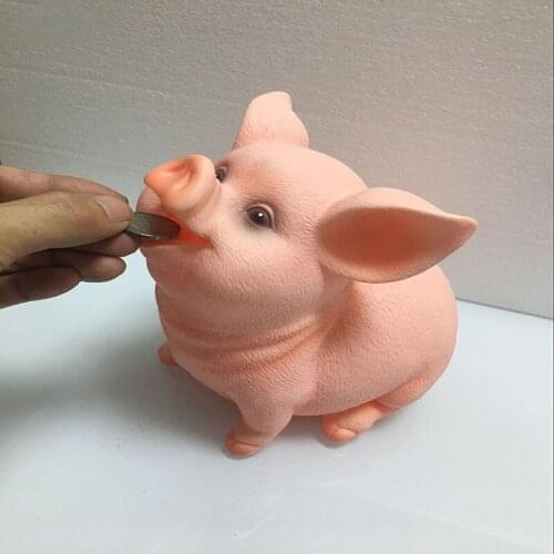 Cute pig animal money box， Fall resistant plastic coin box， Large capacity Childrens gift money saving box Home Decorations