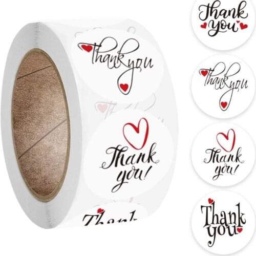 2021 New 500pcs/roll Round Thank You Stickers Package Seal Labels Wedding Party Scrapbooking