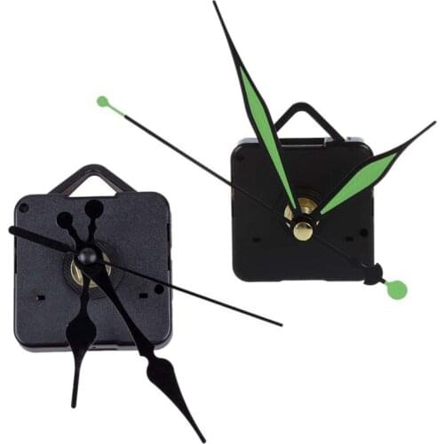 Quartz Clock Movement Mechanism DIY Repair Parts + Luminous Hands & Clock Movement Mechanism With Black Hour Minute Second Hand