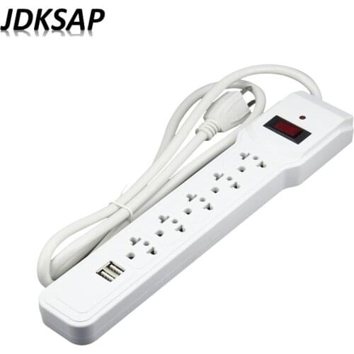 125V Brazil US Standard Multi-function Power Socket 5 Outlets With 2 USB Ports 2A 5V Adapter Power Strip Extension Adapter 1.5M