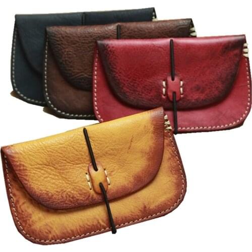 2019 New Luxury genuine leather Ladies Wallets vintage style tanned leather women Coin Purses