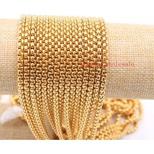 GNAYY 55cm (22")Gold Color Stainless Steel Chain Necklace trendy square rolo chain Finished product For Women 5pcs/lot 3mm wide