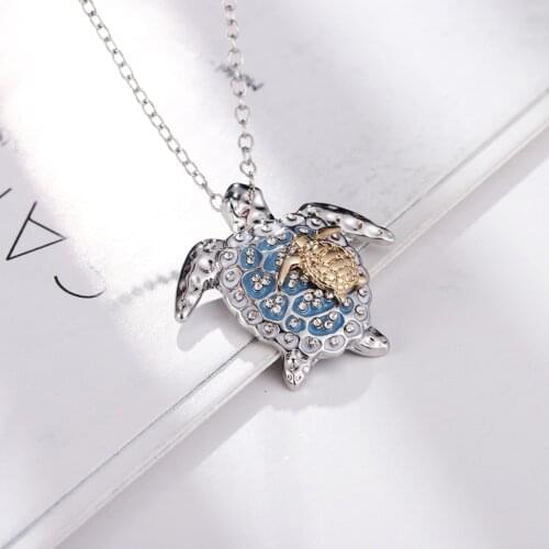New Fashion Accessories One Big and One Small Turtle Pendant Necklace for Women Cute Animal Necklace Party Gift Jewelry