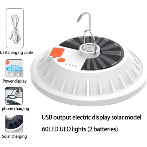 Solar Charge UFO Lights 120W Rechargeable LED Bulb Lamp Powerful Outdoor Camping Home Emergency Night Remote Control
