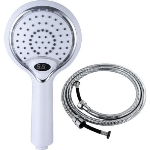 Plastic LED temperature display three-color digital display shower head handheld shower nozzle color changing shower head