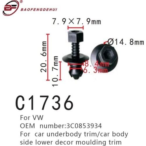 Positioner Clips Car Underbody Trim For Volkswagen Passat CC Audi Q5 3C0853934 Car Body Side Lower Decor Moulding Trim Clip