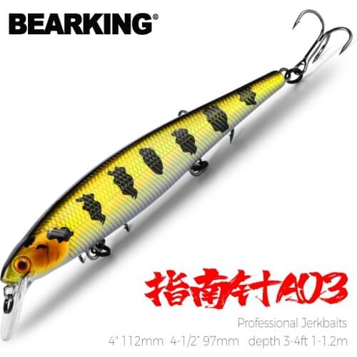 Bearking 112mm 97mm depth 3-4ft 1-1.2m fishing lures hard bait 10color for choose minnow quality professional minnow