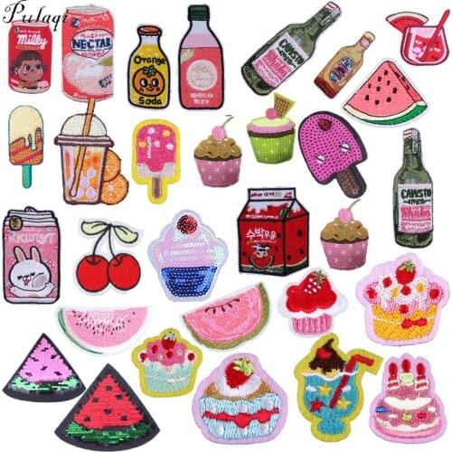 Pulaqi Fruit Watermelon Patches for Clothing Embroidery Cute Patch Iron on Patches for Kids Clothes Stickers Stripes Badges F
