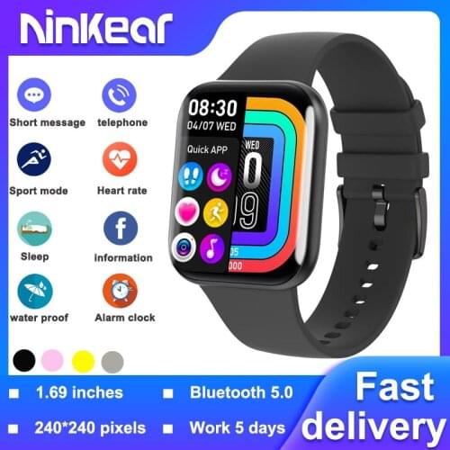 Ninkear P25 Smart Watch 1.69 inch IP68 Waterproof Smart Watch Motion Tracking Mens Ladies Smart Watch for Apple Android