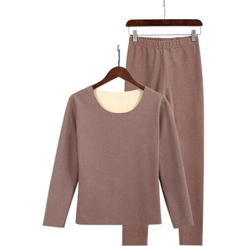 Collar Thin Cotton Sweater Middle Collar Female Thick Thermal Underwear Set Women New Winter Warm Long Johns Pure Cotton Round