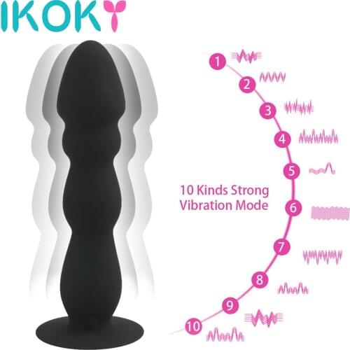 IKOKY Beads Dildo Vibrator Silicone Suction Cup Butt Plug Anal Plug Remote Control Prostate Massager Vibrator Sex Toys For Men