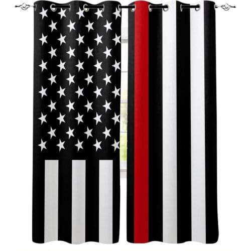 Red Line American Flag Blackout Curtains For Living Room Bedroom Window Treatment Blinds Drapes Kitchen Curtains