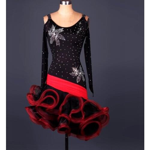 New style Latin dance costume sexy senior spandex stones long sleeves latin dance dress for women latin dance dresses S-4XL