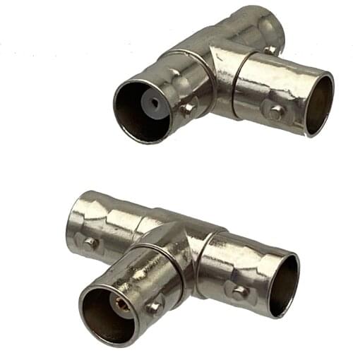 1pcs Connector Adapter BNC Female Jack to Dual BNC Female T Splitter RF Coaxial Converter Wire Terminal New Brass