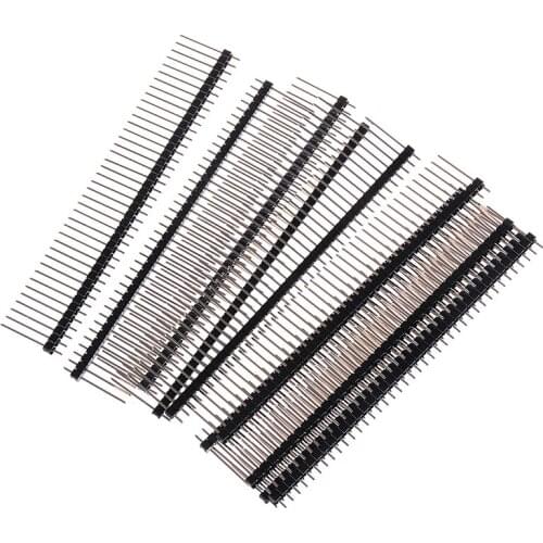 10PCS 2.54mm Pin Header Connector 1x40P Single Row Male Breakable Same Length Golden Pin Rosh 19mm/21mm