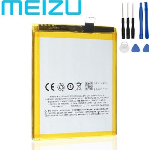 100% Original MEIZU Battery BT50 Right Cable Version 3050mAh For Meizu Metal M57A M57AU MA01 Meilan M1 Batteries