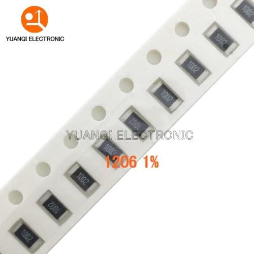 100pcs 1% 1206 SMD resistor 0R ~ 10M 1/4W 0 0.1 1 10 100 150 220 330 ohm 1K 2.2K 4.7K 10K 100K 1R 10R 100R 150R 220R 330R 1M 10M