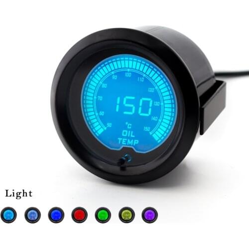 2"(52mm) EVO LCD 7 Colors Car Oil temp gauge 50-150 Celsius Oli Temperature Meter With Sensor TT100112