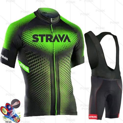2021 Summer Bicycle Breathable Clothing Men STRAVA Cycling Jersey Short Sleeve Shirt Bike Shorts Gel Pad Maillot Ropa Ciclismo